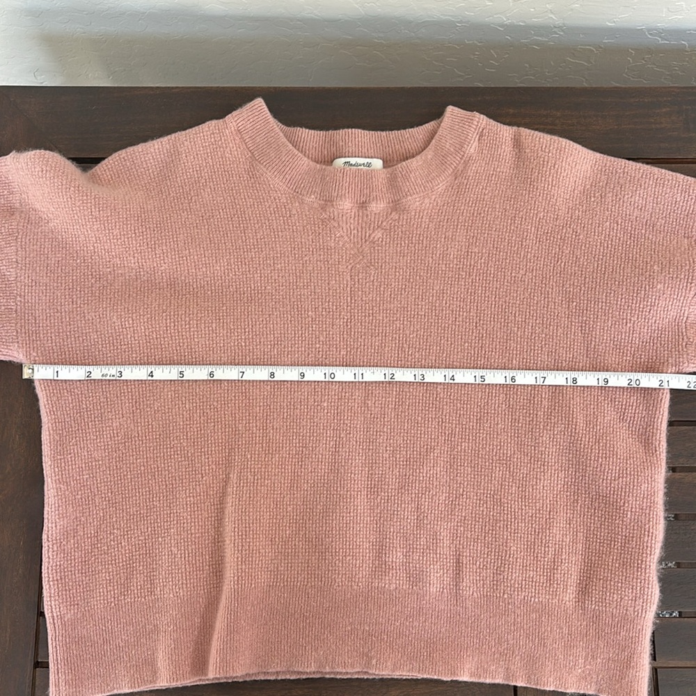 Madewell 100%Cashmere Women's cropped Sweater rosepink 3/4 sleeves - Picture 3 of 12